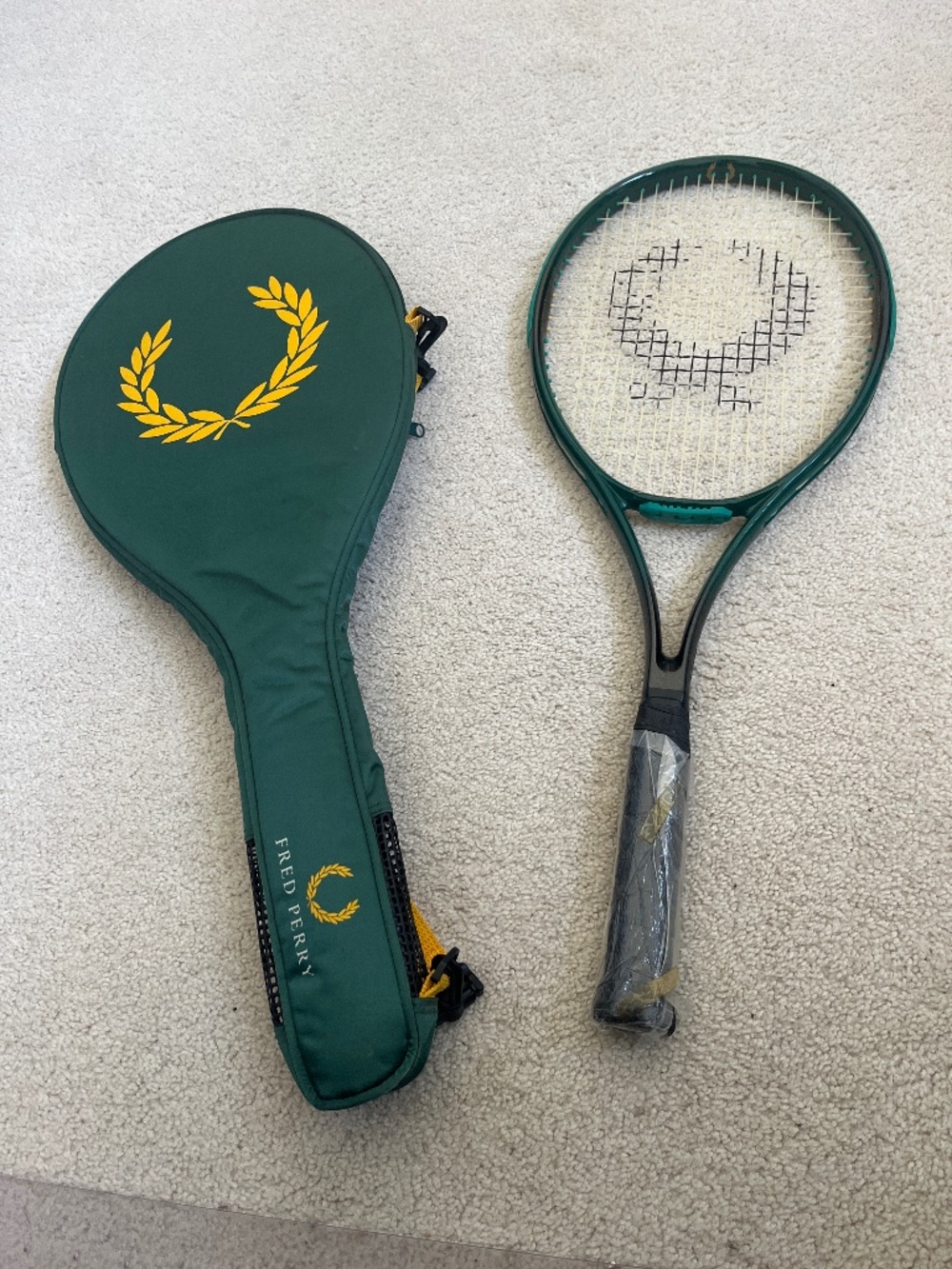 Fred Perry vintage tennis racket and cover